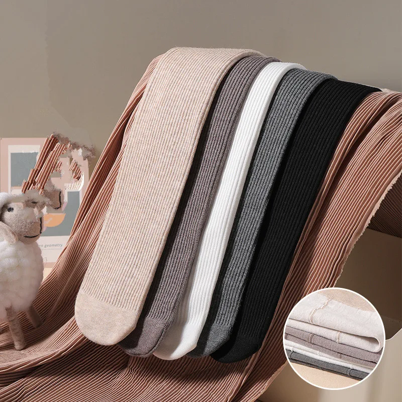 Winter Infant Girls Plus Velvet Pantyhose Children's Leggings Thickening Children's Babys Skinny Pants Winter Clothes