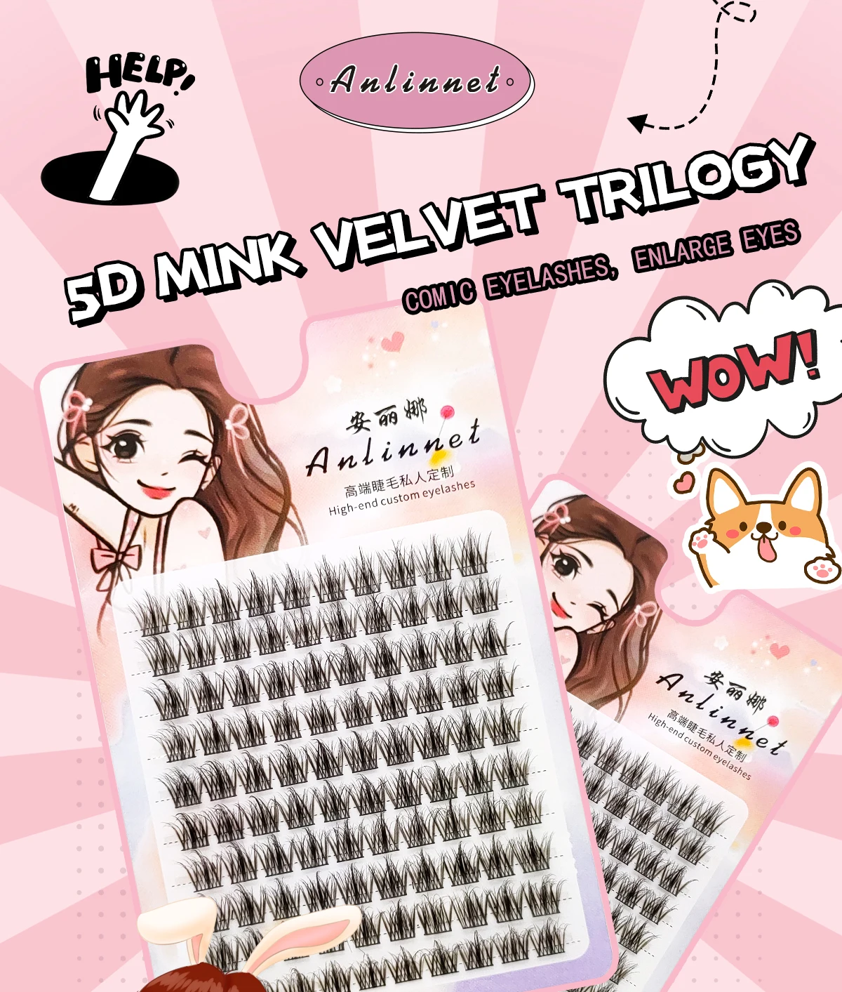 100 Clusters of DIY 5D Fluffy Eyelashes Makeup Eyelash Extension Natural Eyelash Bundle Personal Eyelash Grafting Tool