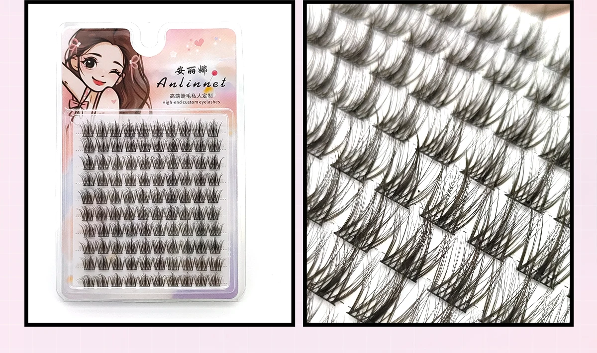 100 Clusters of DIY 5D Fluffy Eyelashes Makeup Eyelash Extension Natural Eyelash Bundle Personal Eyelash Grafting Tool