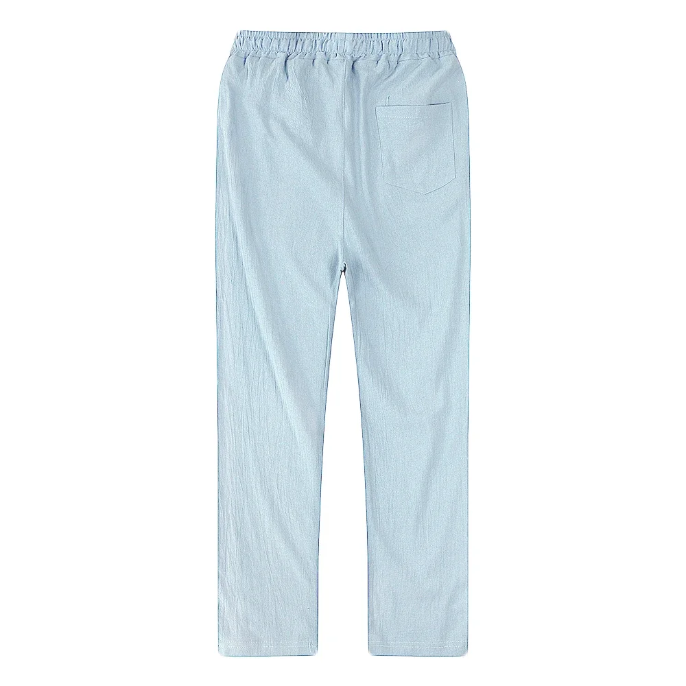 Men's Cotton Linen Pants Male Autumn New Breathable Solid Color Linen Trousers Fitness Streetwear S-3XL