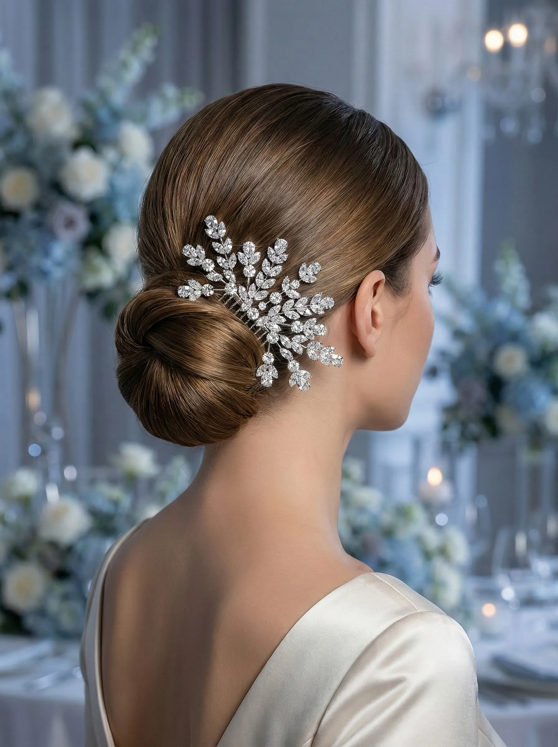 Silver Zirconia New Hair Comb Classic Flower Type Bridal Insert Comb Wedding Bridal Headpieces Jewelry Bridesmaid Gifts