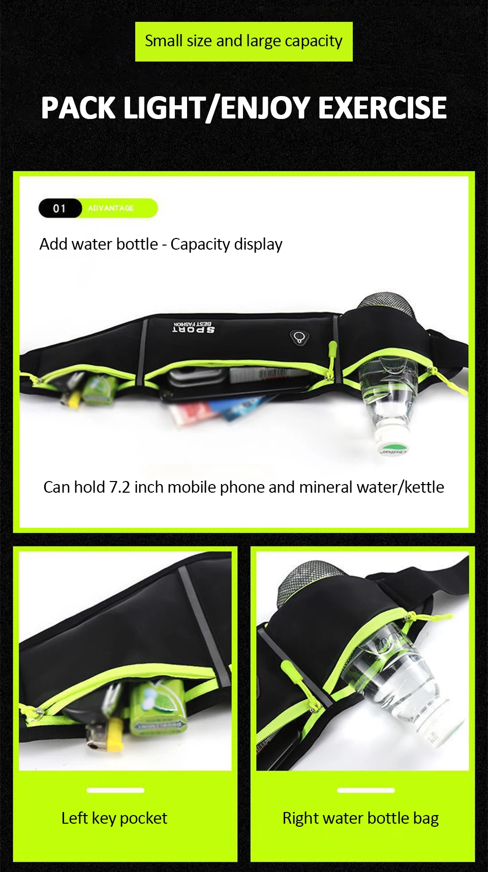 Running Waist Bag Men Women Sports Belt Pouch Sports Fanny Pack Mobile Phone Bag Gym Running Cell Phone Jogging Run Cycling Bag