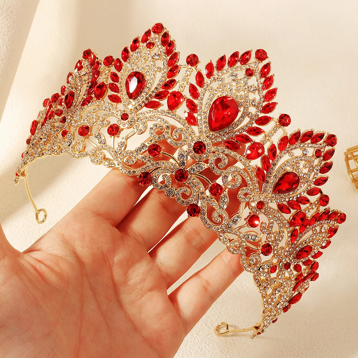Luxury Diamond Crystal Heavy Crown Bridal Wedding Rhinestone Tiara Classic Bride Headpieces Hair Accessories Jewelry