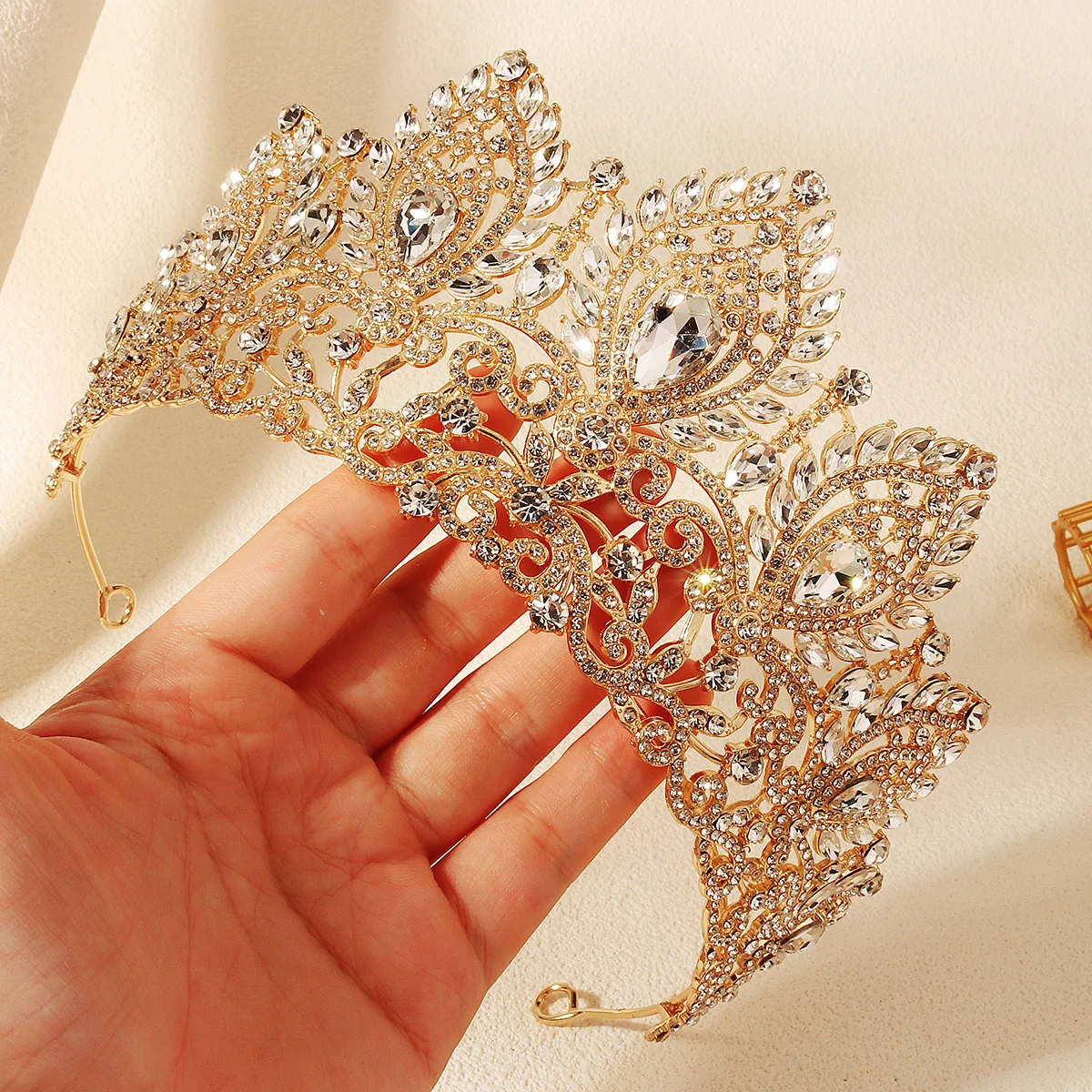 Luxury Diamond Crystal Heavy Crown Bridal Wedding Rhinestone Tiara Classic Bride Headpieces Hair Accessories Jewelry