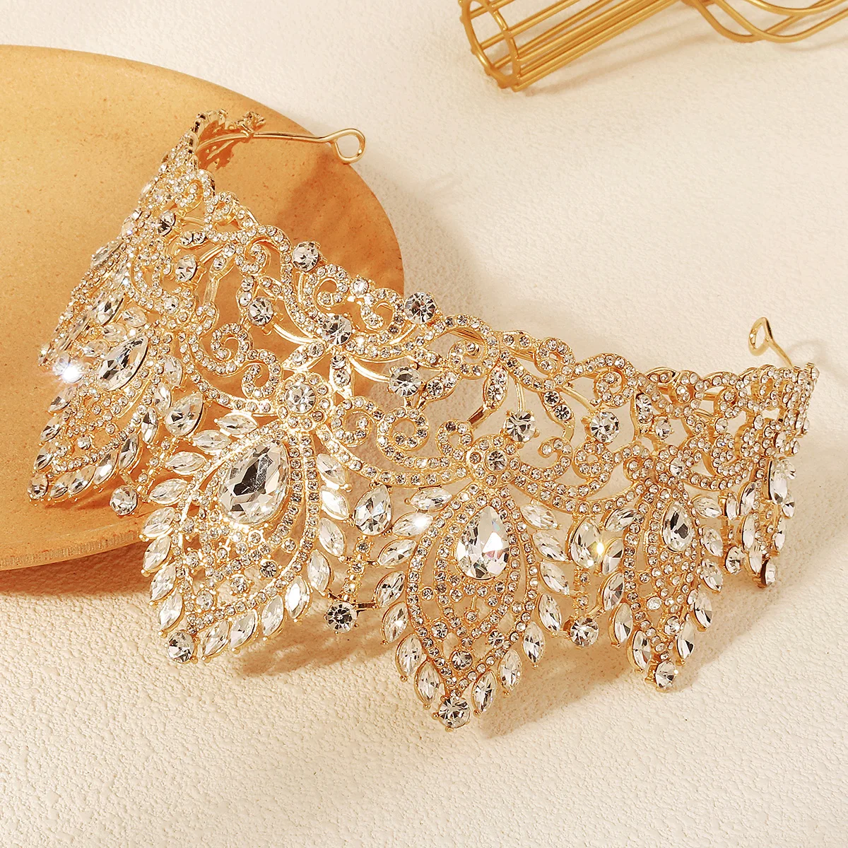 Luxury Diamond Crystal Heavy Crown Bridal Wedding Rhinestone Tiara Classic Bride Headpieces Hair Accessories Jewelry