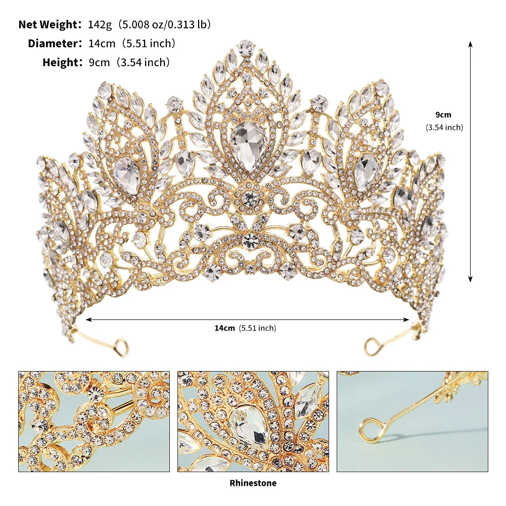 Luxury Diamond Crystal Heavy Crown Bridal Wedding Rhinestone Tiara Classic Bride Headpieces Hair Accessories Jewelry