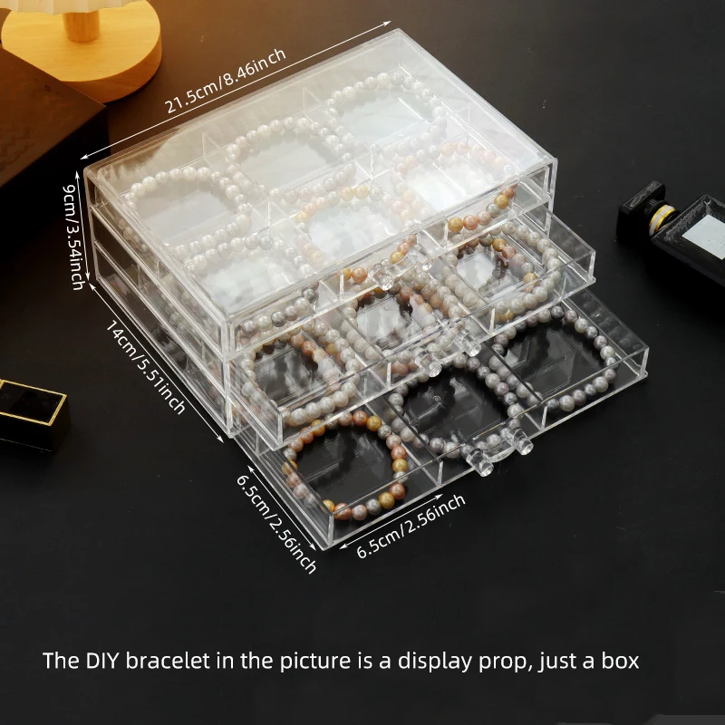 DIY bracelet case, earring case large 30-grid jewelry clip case, with 5 drawers, stackable earring bracelet case