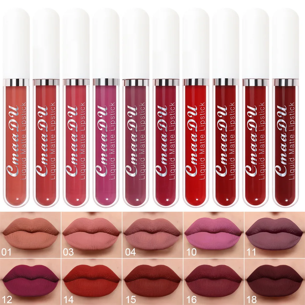 CmaaDu 6pcs/10pcs/set velvet matte durable waterproof easy color non-stick cup texture silky saturation high lip gloss