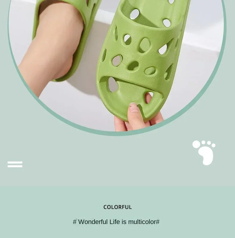 Bathroom Slippers Women Leaking Sandals Cheese Slides Summer Eva Shoes For Men Soft Anti-Slip Flip Flops Couples Indoor Slipper