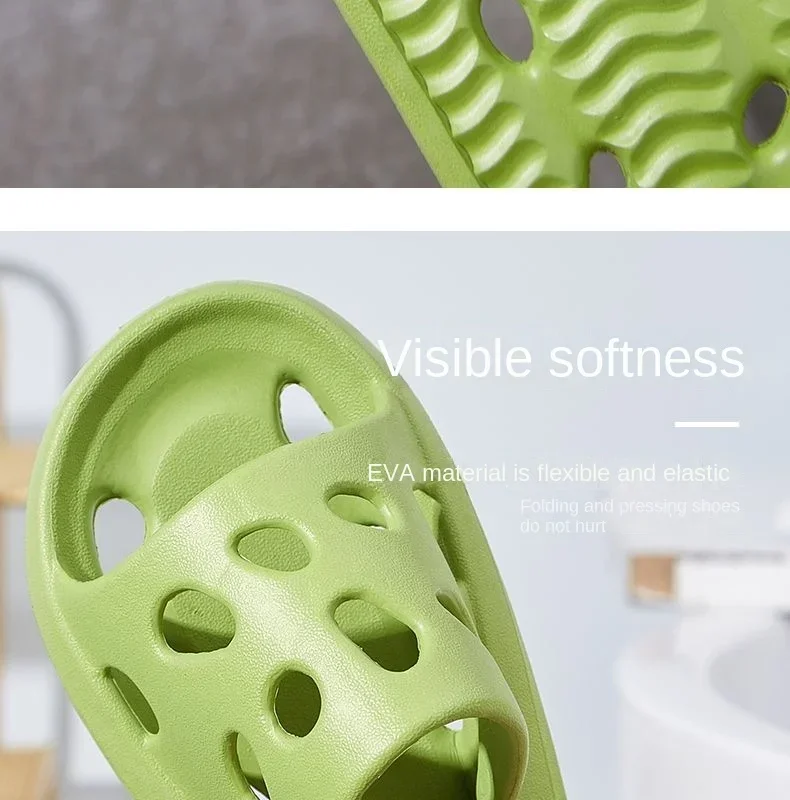 Bathroom Slippers Women Leaking Sandals Cheese Slides Summer Eva Shoes For Men Soft Anti-Slip Flip Flops Couples Indoor Slipper