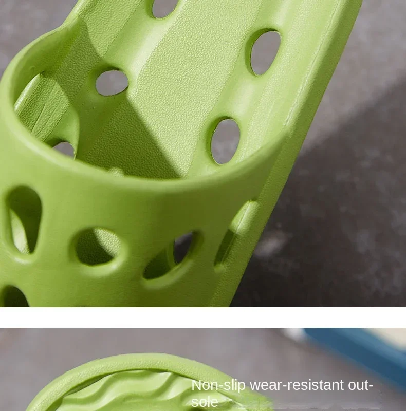 Bathroom Slippers Women Leaking Sandals Cheese Slides Summer Eva Shoes For Men Soft Anti-Slip Flip Flops Couples Indoor Slipper