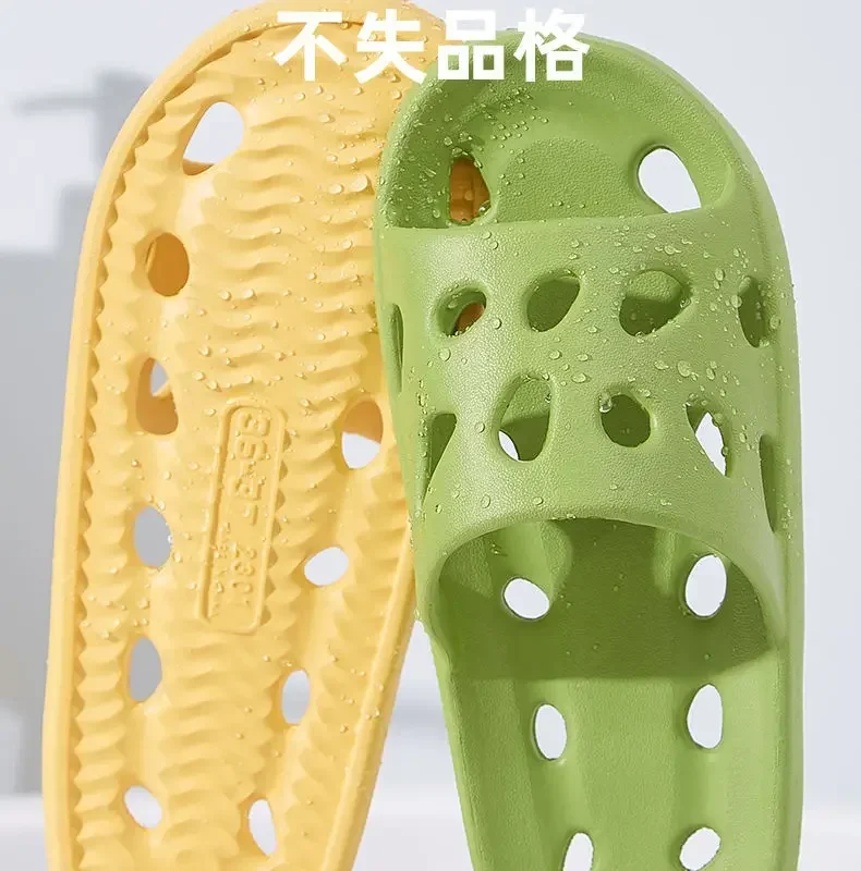 Bathroom Slippers Women Leaking Sandals Cheese Slides Summer Eva Shoes For Men Soft Anti-Slip Flip Flops Couples Indoor Slipper