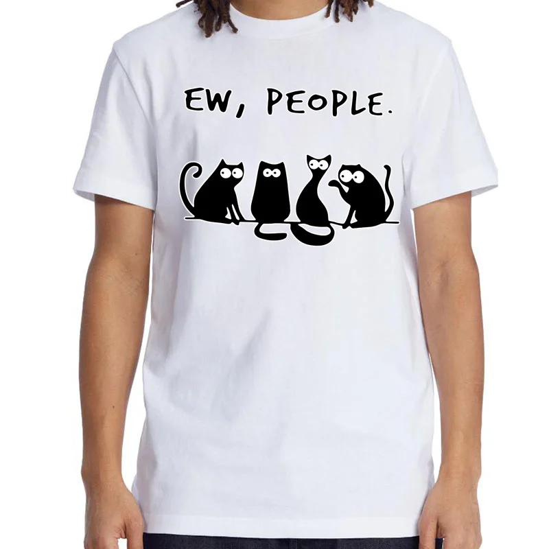 Men's T-shirt High Quality Cotton Blend Funny Cool Cat Printed Summer Casual Loose Cool T Shirt O-Neck Male T-Shirt Tops