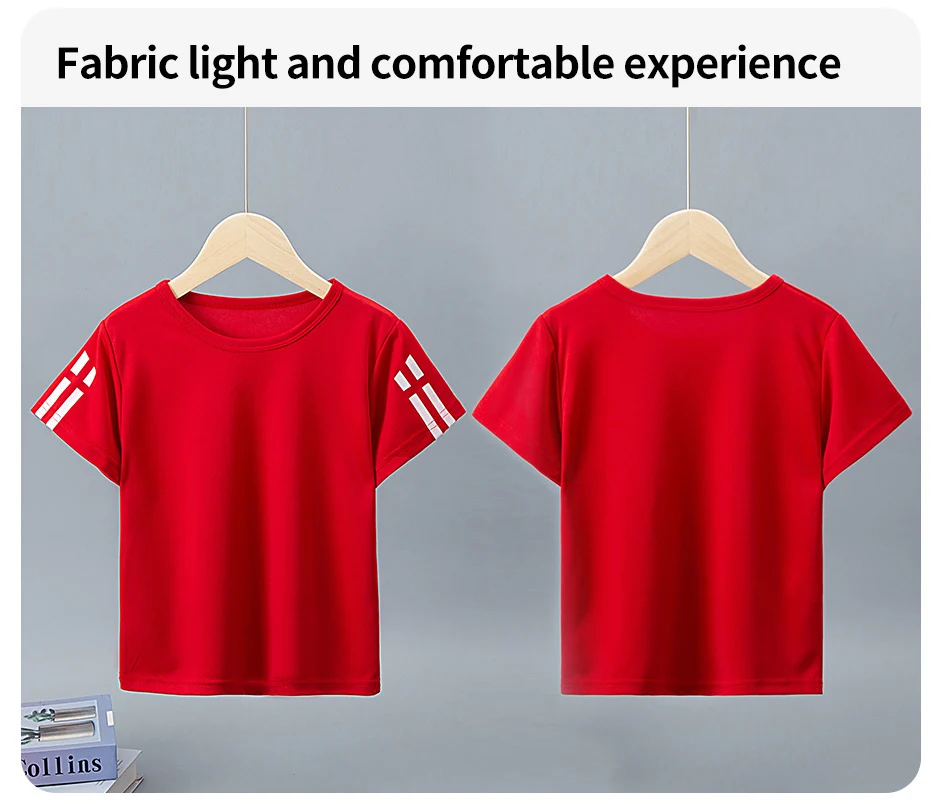 1/4 Pack Children's Summer Quick-drying Sports Short Sleeve Solid Color Joker Casual Plus Size Shirt Boys And Girls Running T-sh