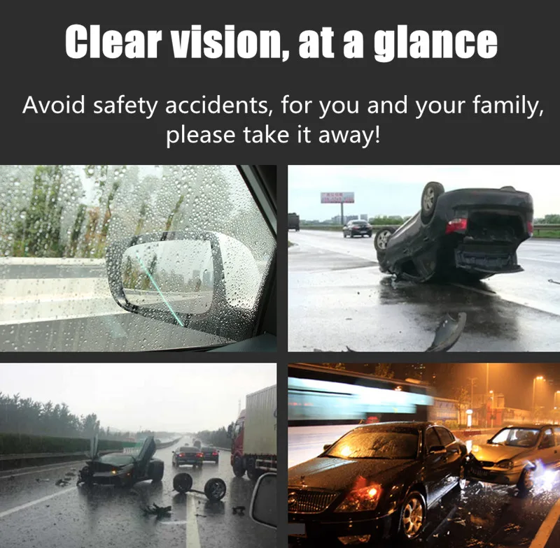 2/4/8 Pcs Car Side Rearview Mirror Waterproof Anti-Fog Film Side Window Glass Film Can Protect Your Vision Driving On Rainy Days