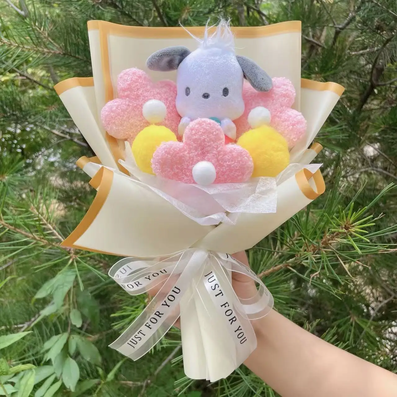 Cartoon My Melody Kuromi Cinnamoroll Kt Cat Plush Doll Creative Flower Bouquet Valentine Christmas Graduation Birthday Gift