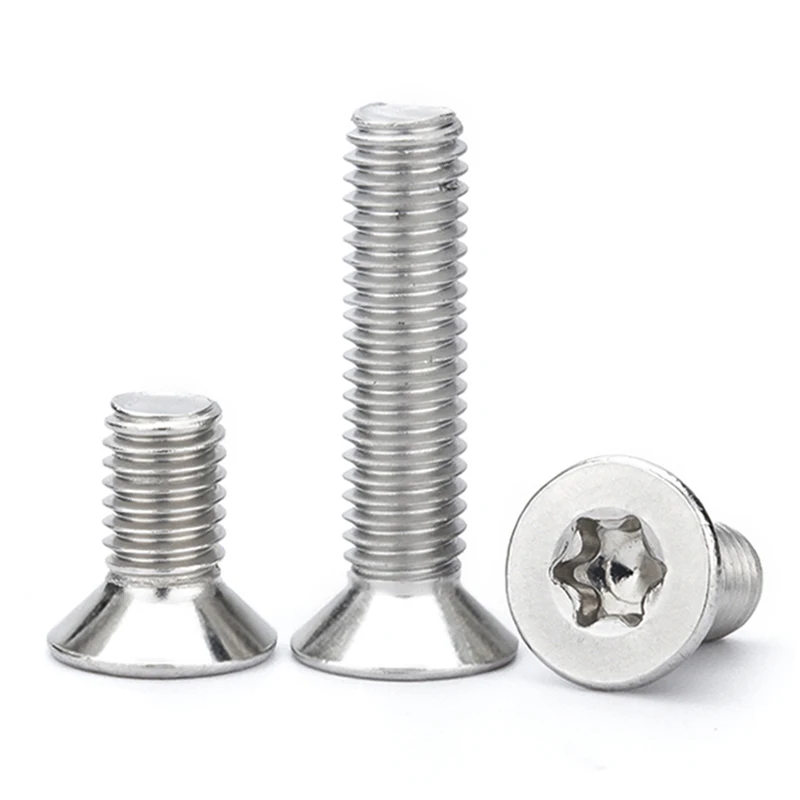 50/ 20/ 10 /5pcs M1.6 M2 M2.5 M3 M4 M5 M6 M8 304 Stainless Steel Six-Lobe Torx Flat Countersunk Head Screw Bolt GB2673