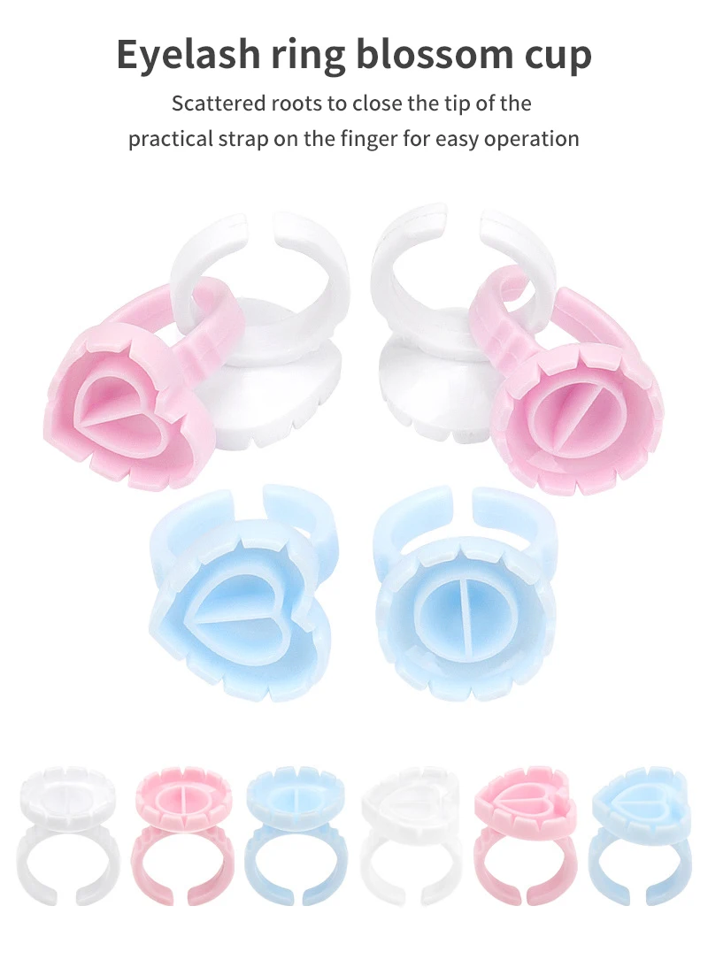 50/100Pcs Wholesale Disposable Eyelash Glue Fan Cup Rings Holder Container Tattoo Pigment Eyelash Extension Tools Lash Supplies