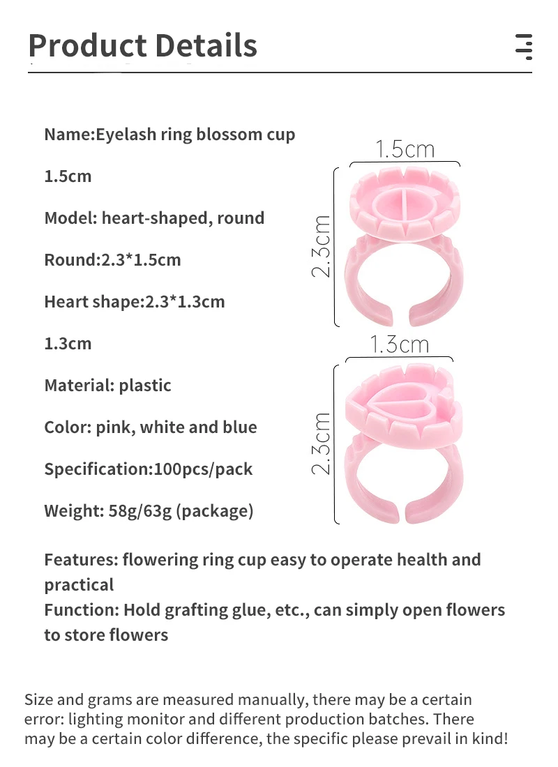 50/100Pcs Wholesale Disposable Eyelash Glue Fan Cup Rings Holder Container Tattoo Pigment Eyelash Extension Tools Lash Supplies