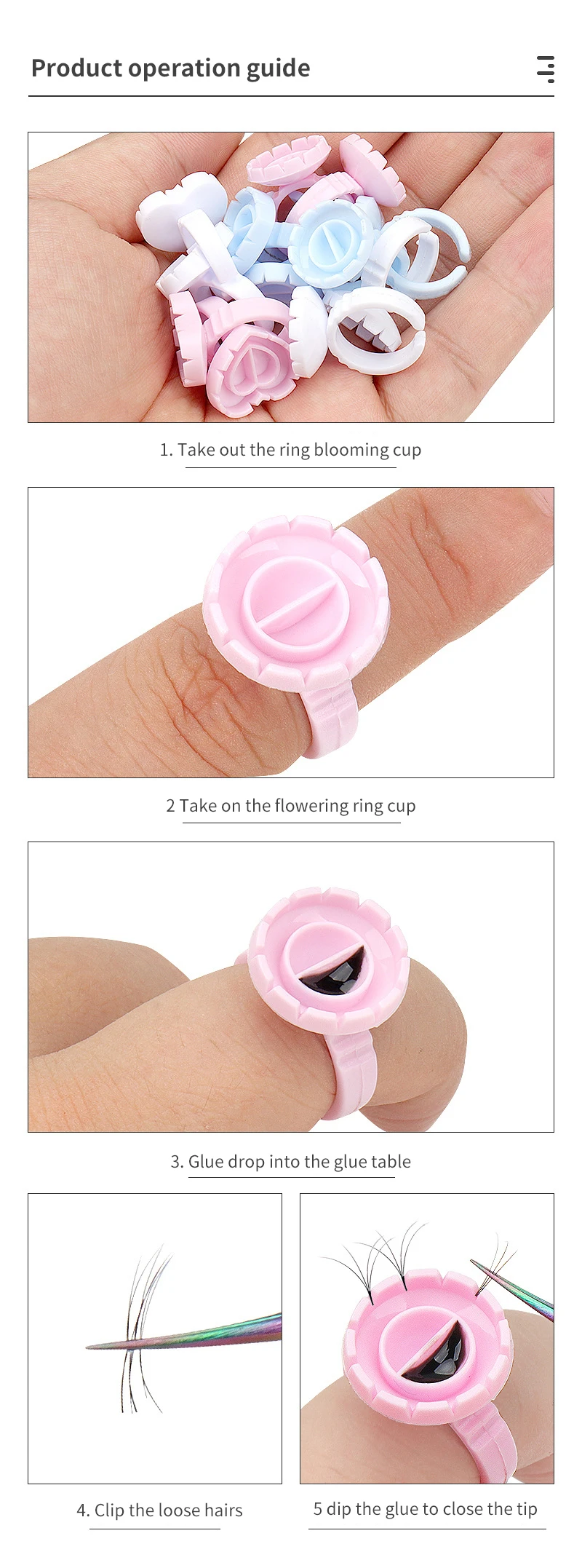 50/100Pcs Wholesale Disposable Eyelash Glue Fan Cup Rings Holder Container Tattoo Pigment Eyelash Extension Tools Lash Supplies