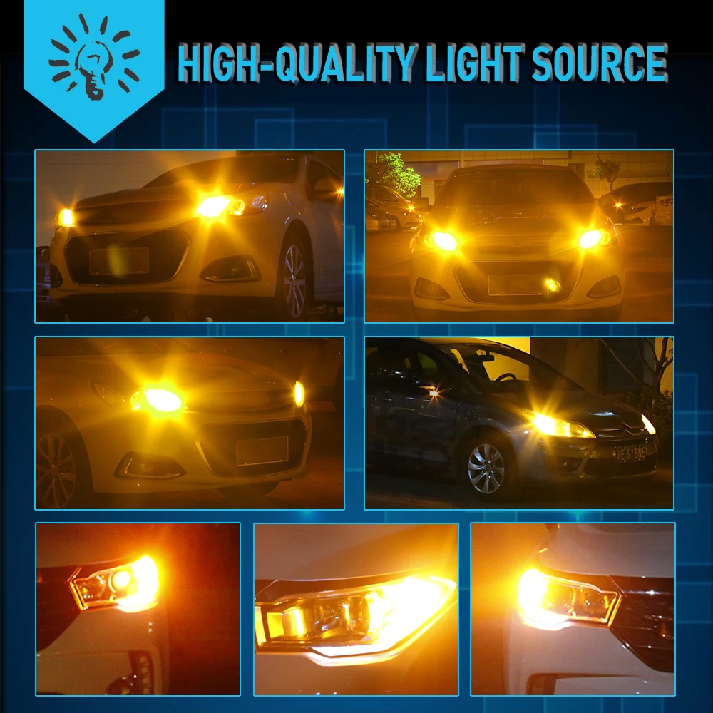 A Pack 1156 P21W Ba15s Bau15s PY21W 7507 LED Canbus No Hyper Flash Turn Signal Light Bulb Built-in Resistor Error Free Orange