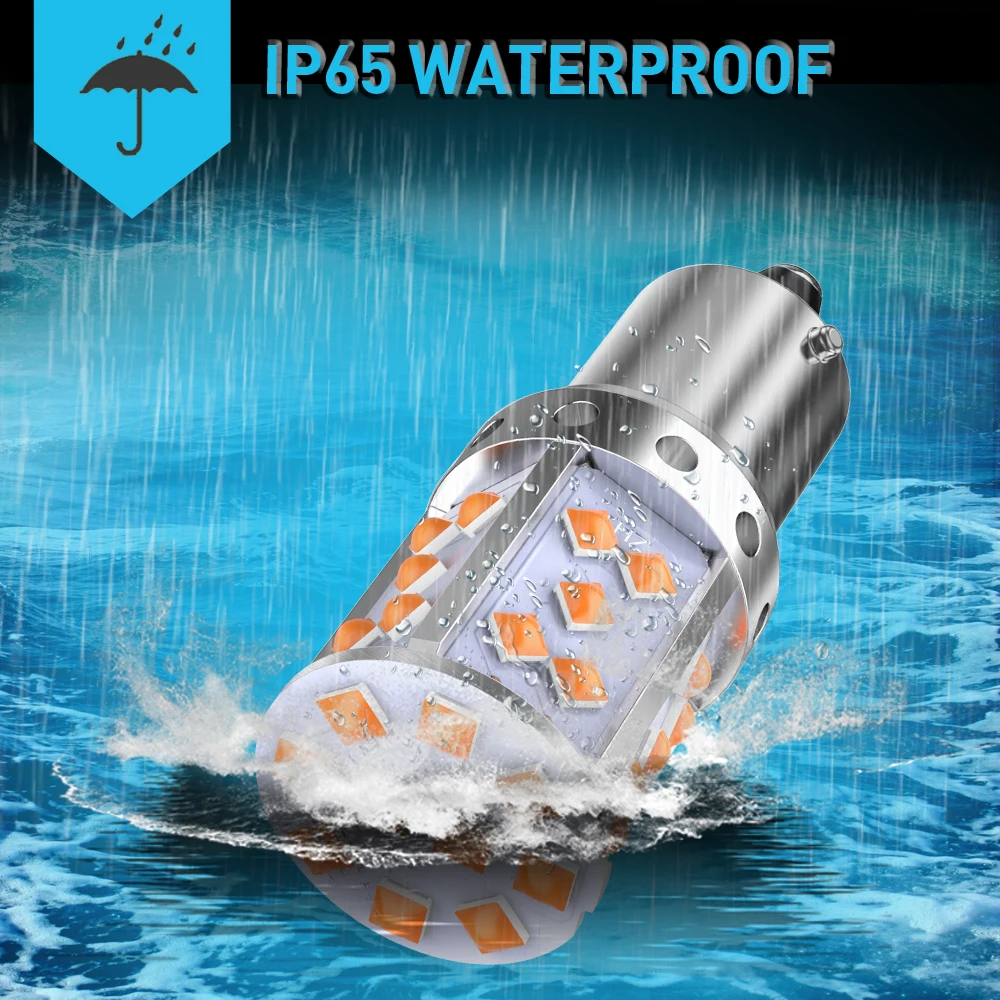 A Pack 1156 P21W Ba15s Bau15s PY21W 7507 LED Canbus No Hyper Flash Turn Signal Light Bulb Built-in Resistor Error Free Orange