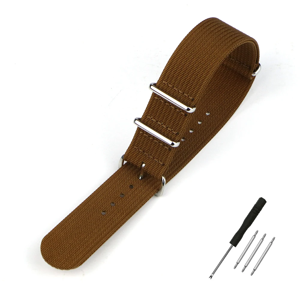 One-Piece Ribbed Watch Strap 16mm 18mm 19mm 20mm 21mm 22mm 24mm Nylon Military Straps Watchband Braid Ballistic Fabric Bands