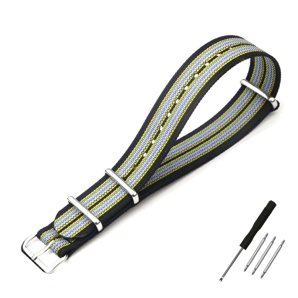 One-Piece Ribbed Watch Strap 16mm 18mm 19mm 20mm 21mm 22mm 24mm Nylon Military Straps Watchband Braid Ballistic Fabric Bands