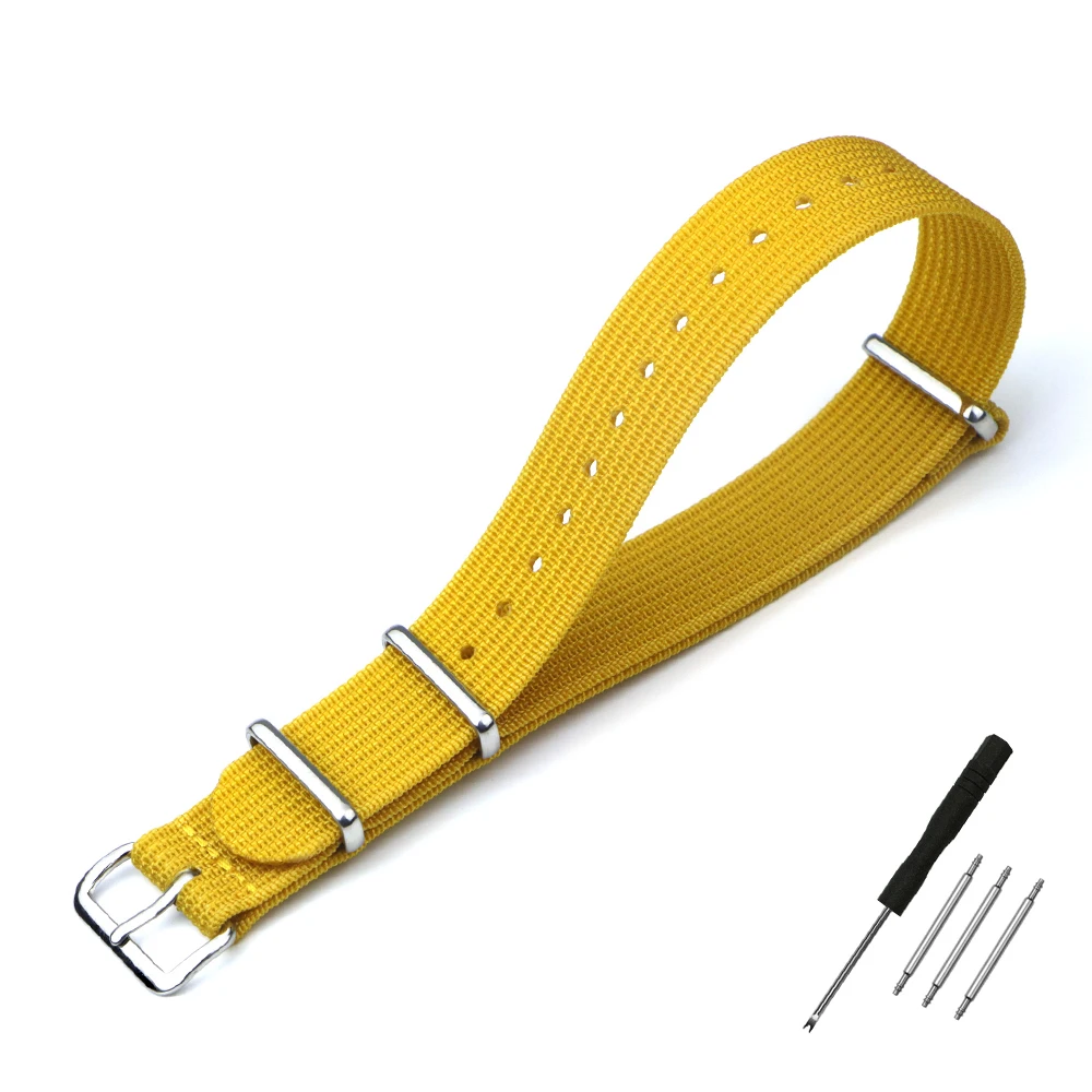 One-Piece Ribbed Watch Strap 16mm 18mm 19mm 20mm 21mm 22mm 24mm Nylon Military Straps Watchband Braid Ballistic Fabric Bands