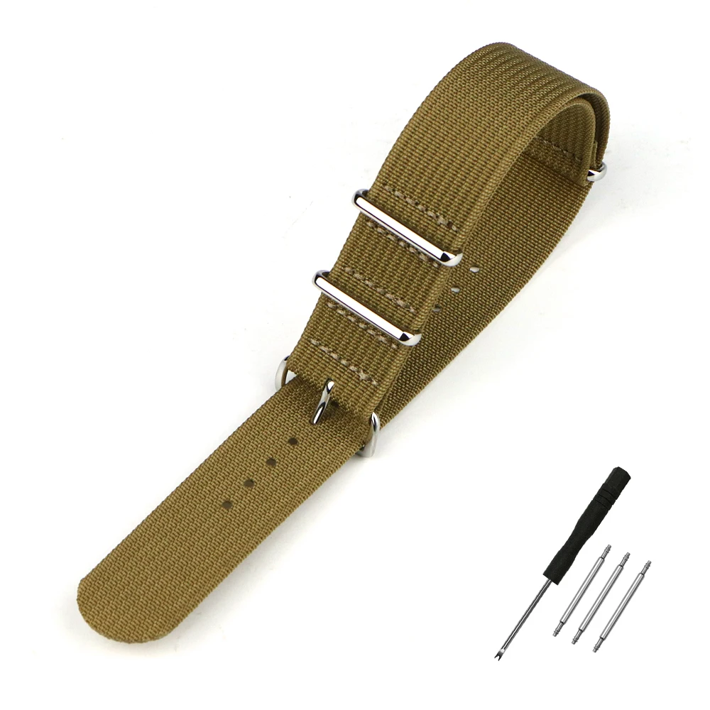 One-Piece Ribbed Watch Strap 16mm 18mm 19mm 20mm 21mm 22mm 24mm Nylon Military Straps Watchband Braid Ballistic Fabric Bands