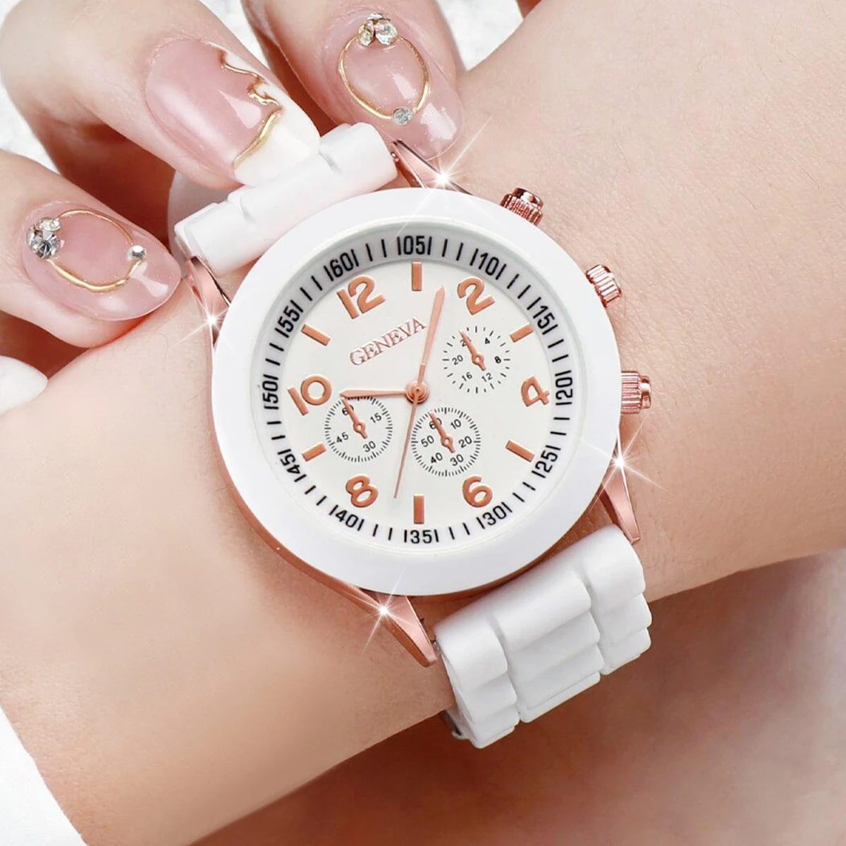 5PCS Women's Watches Fashion Silicone Band Analog Quartz Watch Set(Without Box)