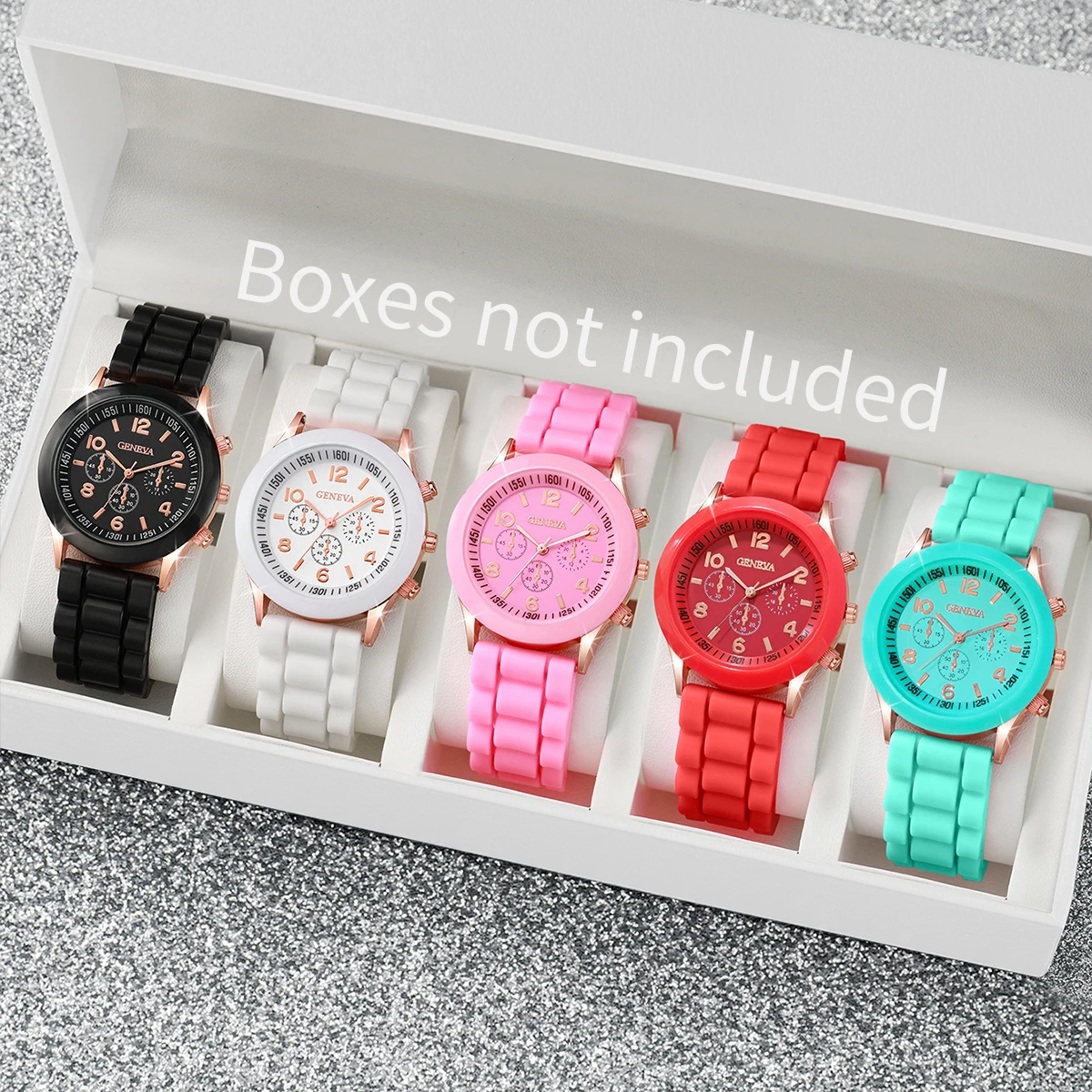 5PCS Women's Watches Fashion Silicone Band Analog Quartz Watch Set(Without Box)