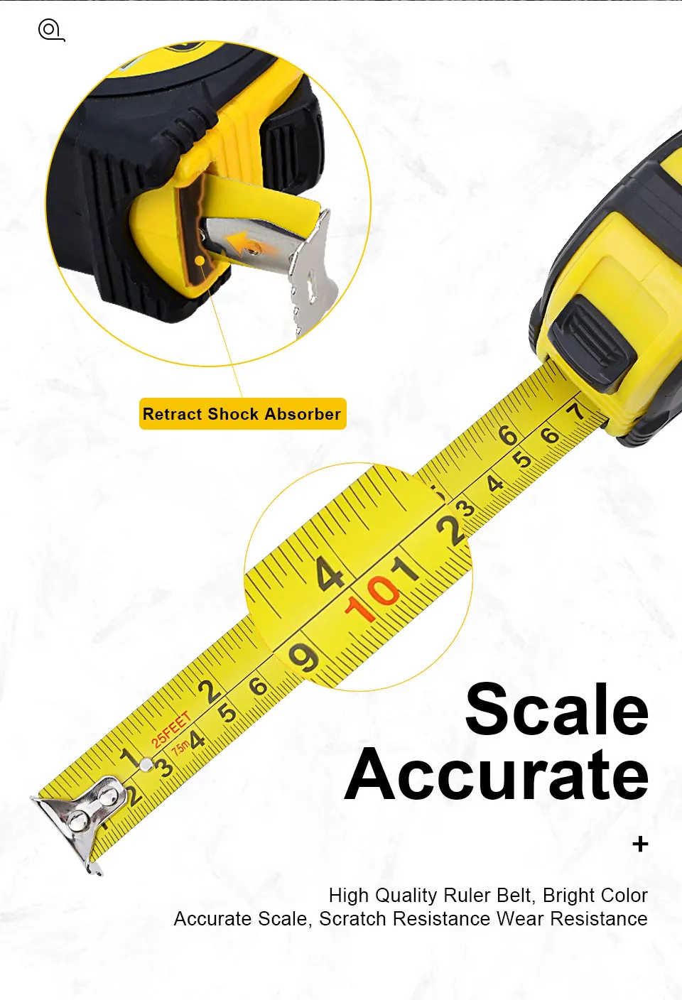 BESTIR Measuring Tape Measure 3M 5M 7.5M Metric Tape Ruler Centimeter 10Ft 16Ft 25Ft Measuring Tool Ruler Metric And Feet