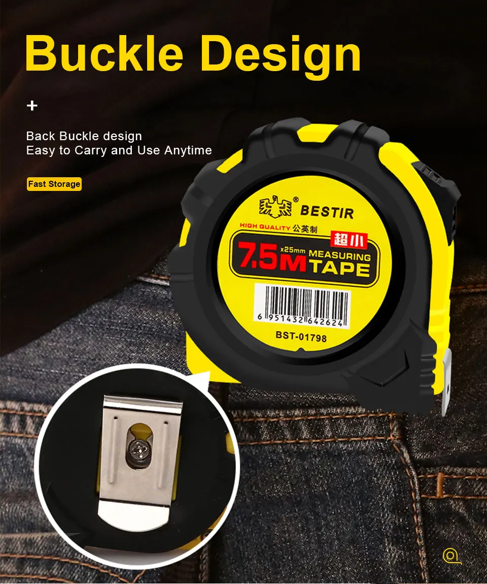 BESTIR Measuring Tape Measure 3M 5M 7.5M Metric Tape Ruler Centimeter 10Ft 16Ft 25Ft Measuring Tool Ruler Metric And Feet