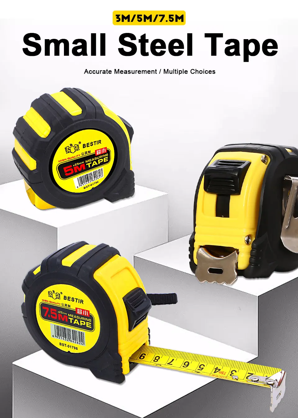 BESTIR Measuring Tape Measure 3M 5M 7.5M Metric Tape Ruler Centimeter 10Ft 16Ft 25Ft Measuring Tool Ruler Metric And Feet