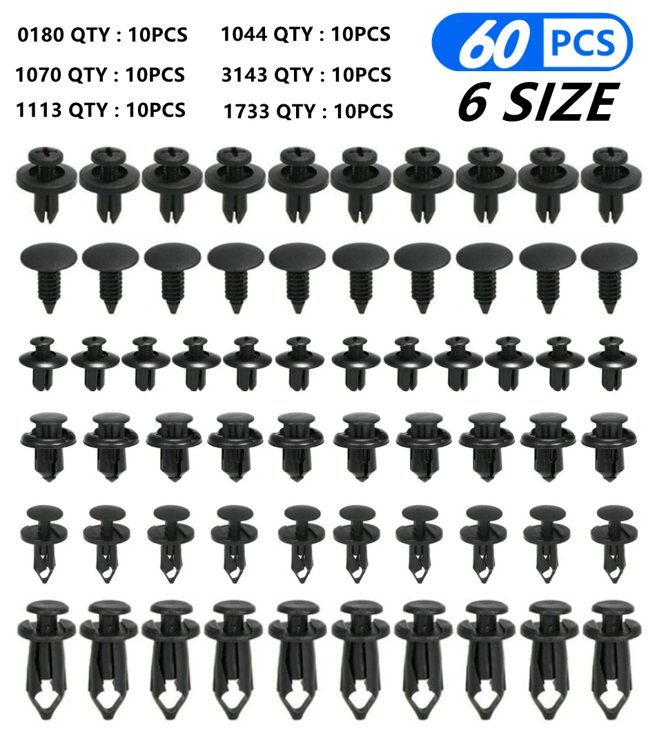 6 Size 60Pcs Auto Fastener Clips For Mazda 3 6 CX-5 323 5 CX5 2 626 Spoilers MX5 CX 5 GH CX-7 GG CX3 CX7 MPV RX