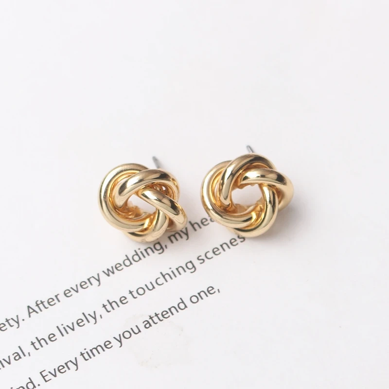 Stud Earrings for Women Rock Smooth Small Metal Knot Twist Flower Earrings Punk Party Jewelry Valentine's Day Gift Bijoux