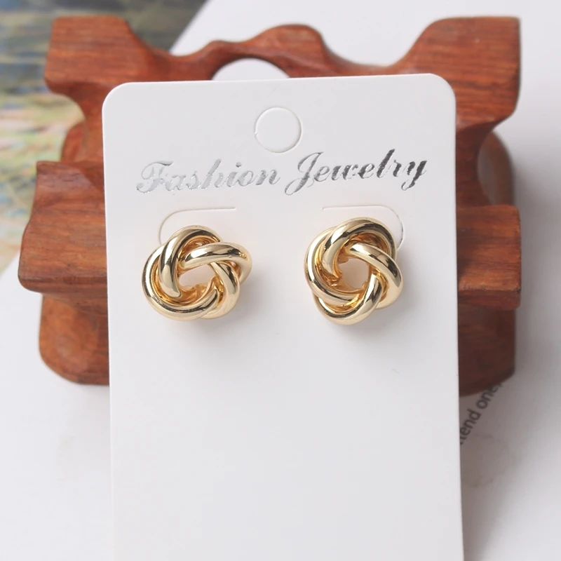 Stud Earrings for Women Rock Smooth Small Metal Knot Twist Flower Earrings Punk Party Jewelry Valentine's Day Gift Bijoux
