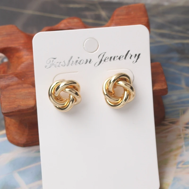 Stud Earrings for Women Rock Smooth Small Metal Knot Twist Flower Earrings Punk Party Jewelry Valentine's Day Gift Bijoux