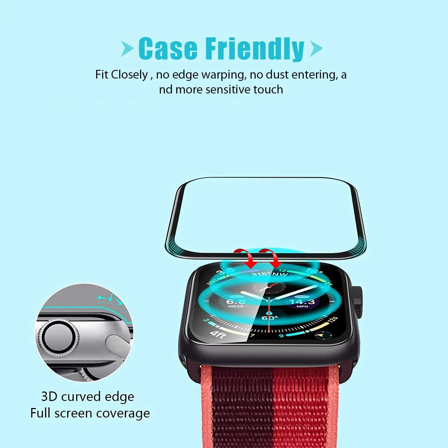 Screen Protector for Apple Watch Series 7 8 9 45mm 44mm 40mm iWatch 6 SE 5 4 3 42mm 38mm 41mm Soft Glass Apple Watch Accessories