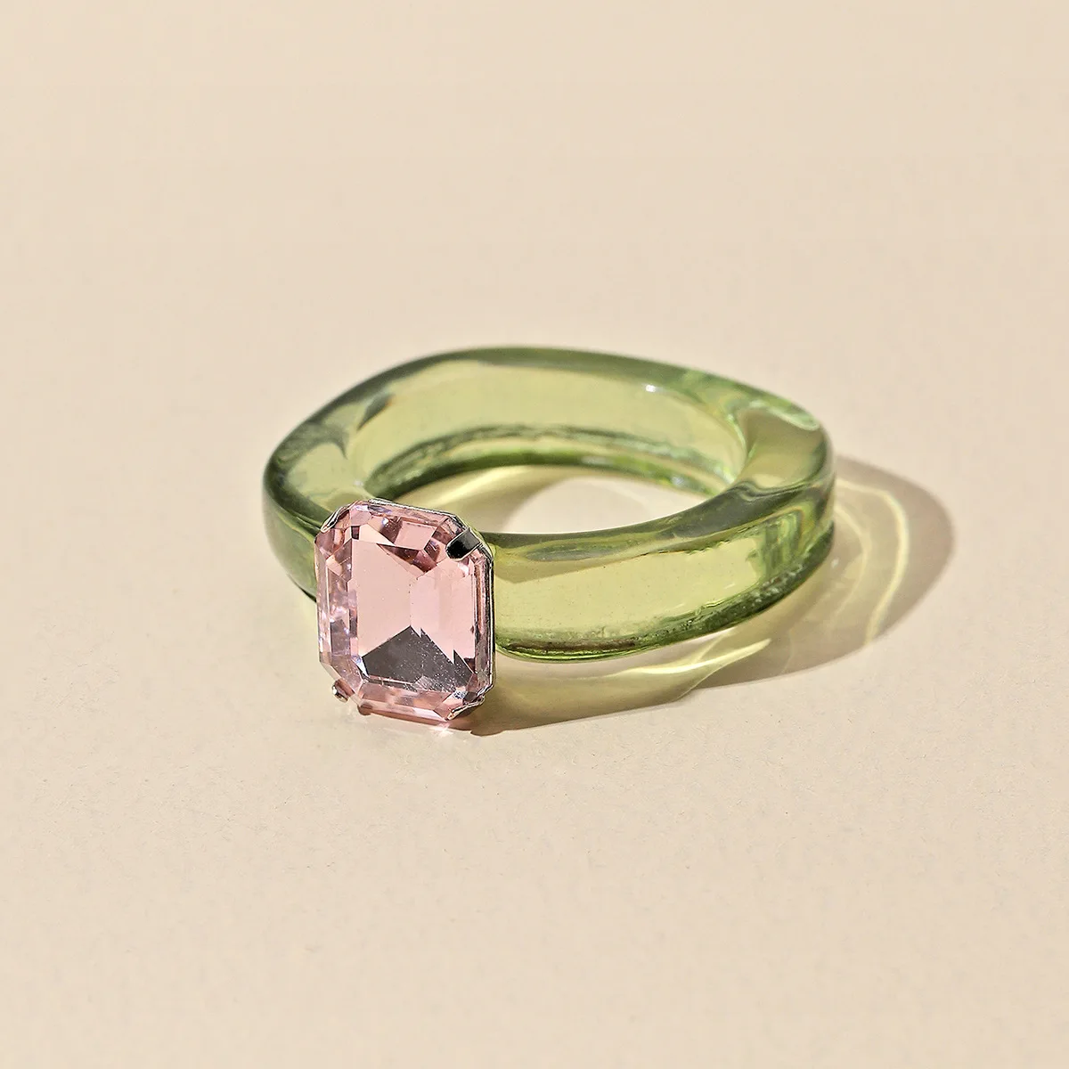 Fashion Luxury Irregular Geometric Transparent Colorful Crystal Rhinestone Zircon Round Ring For Women Shiny Jewelry Accessories