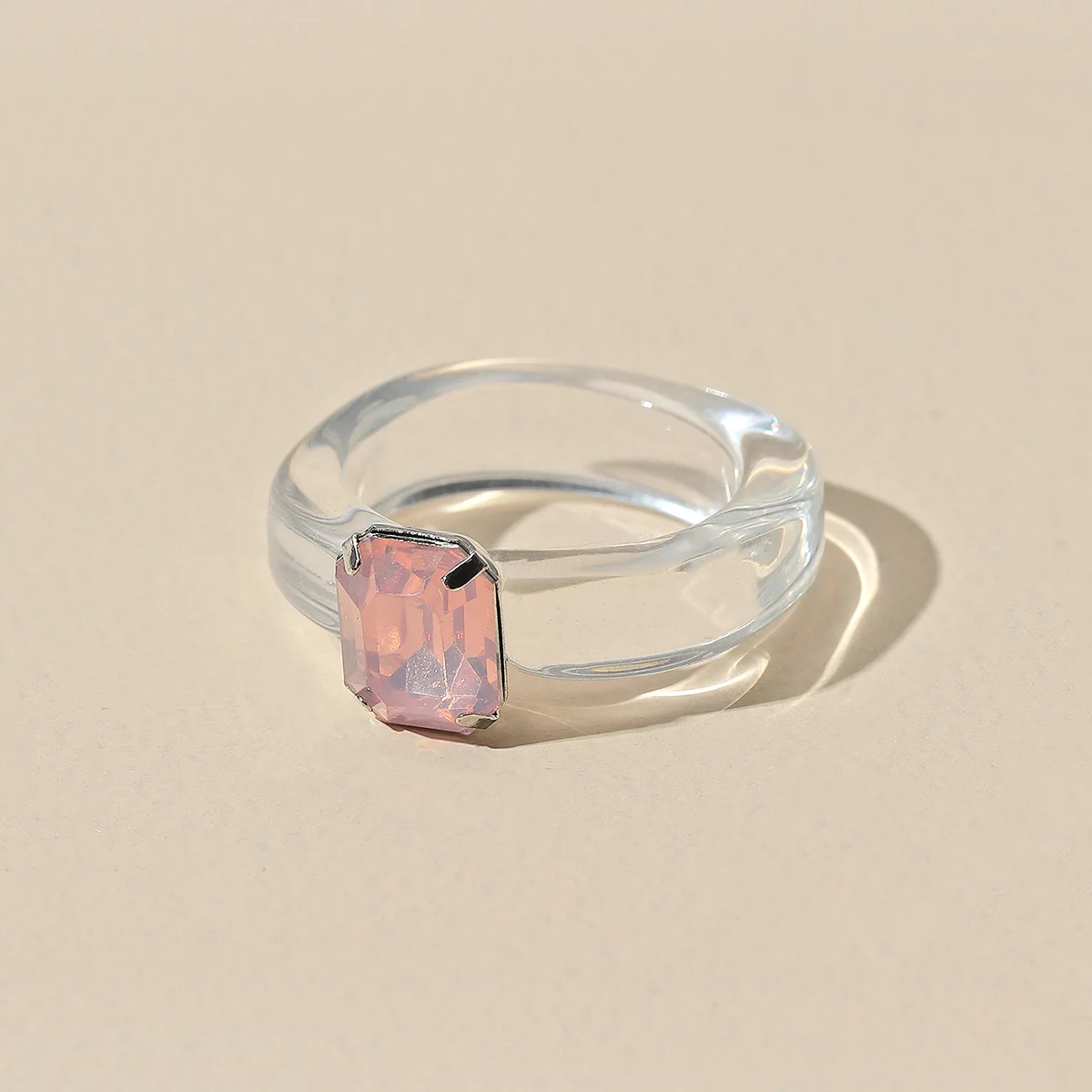 Fashion Luxury Irregular Geometric Transparent Colorful Crystal Rhinestone Zircon Round Ring For Women Shiny Jewelry Accessories