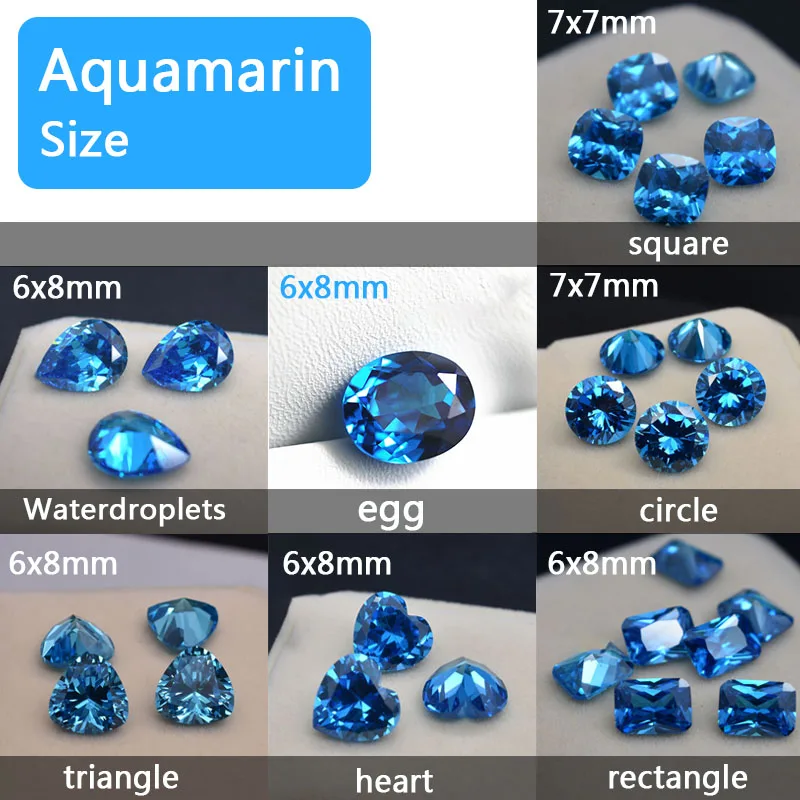 Corundum Ceylon Sea Blue Sapphire Gems Circular Shape Cushion Faceted Cut Loose Aquamarine Gemstone Set Gift Box