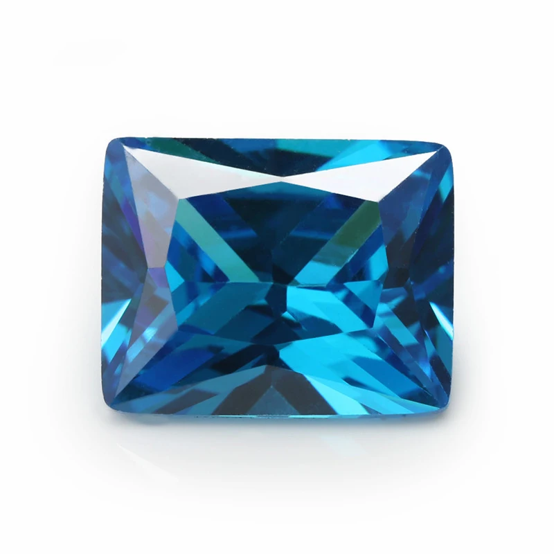 Corundum Ceylon Sea Blue Sapphire Gems Circular Shape Cushion Faceted Cut Loose Aquamarine Gemstone Set Gift Box