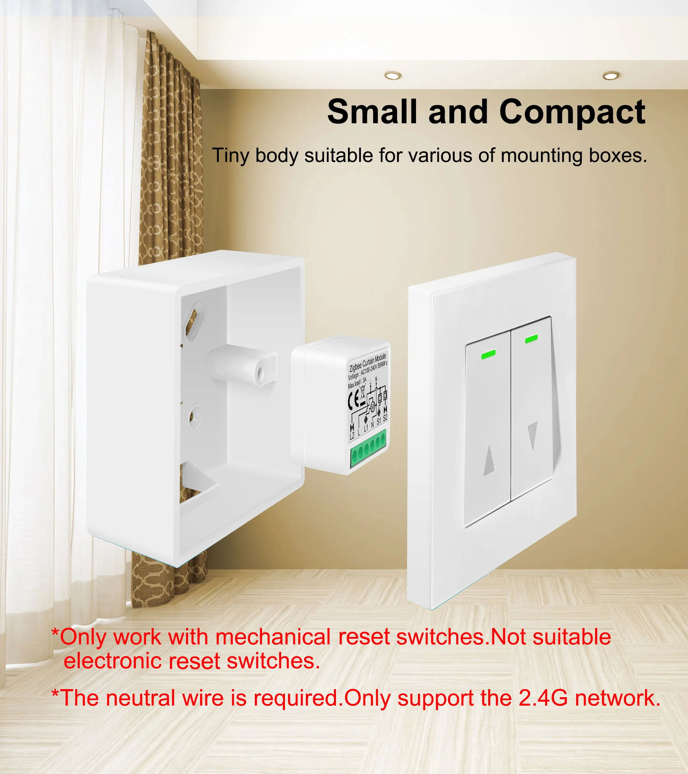 GIRIER Tuya ZigBee 3.0 Smart Curtain Switch Module for Roller Blinds Shutter Electric Motor 1/2 Gang Work with Alexa Google Home