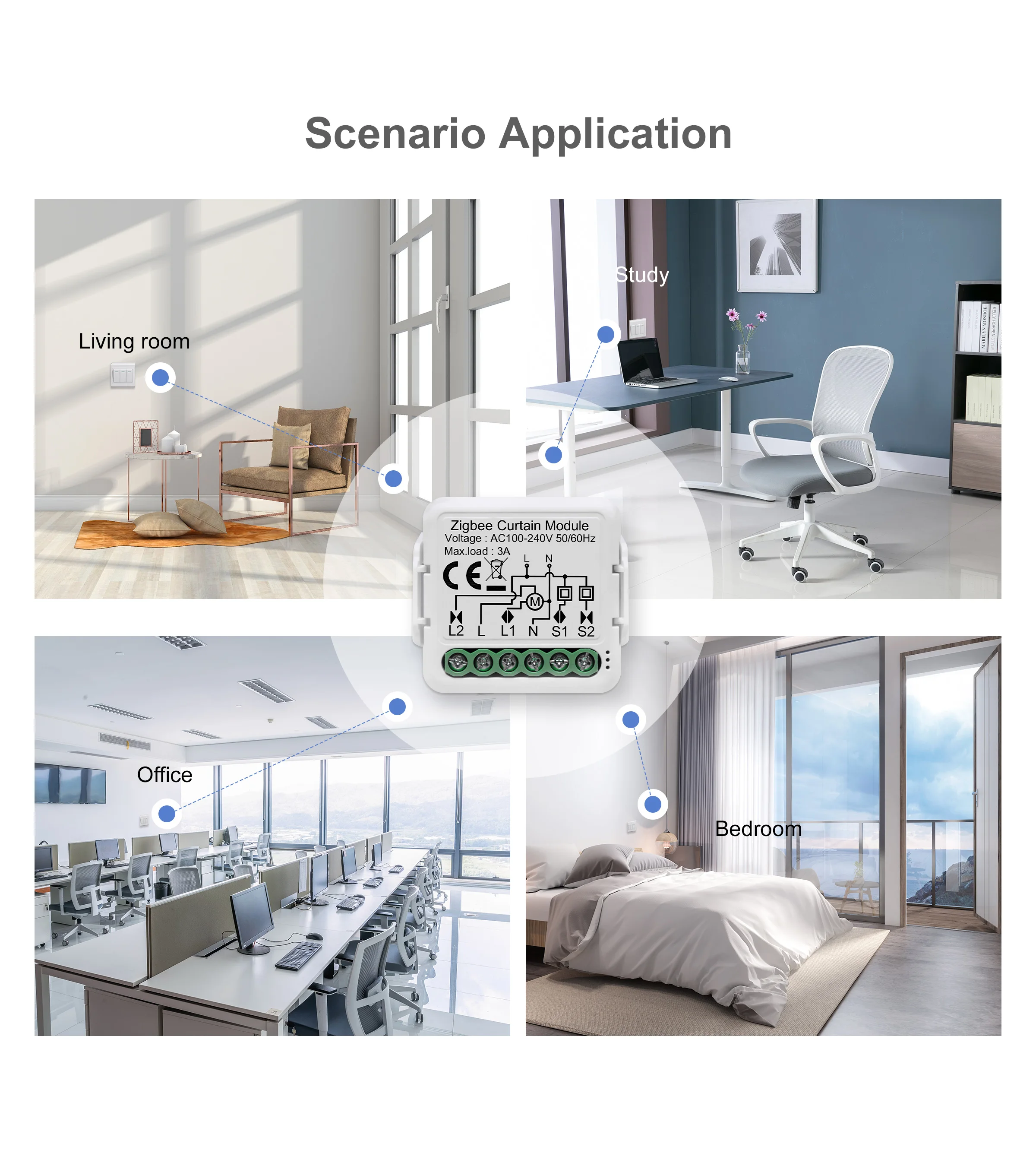GIRIER Tuya ZigBee 3.0 Smart Curtain Switch Module for Roller Blinds Shutter Electric Motor 1/2 Gang Work with Alexa Google Home