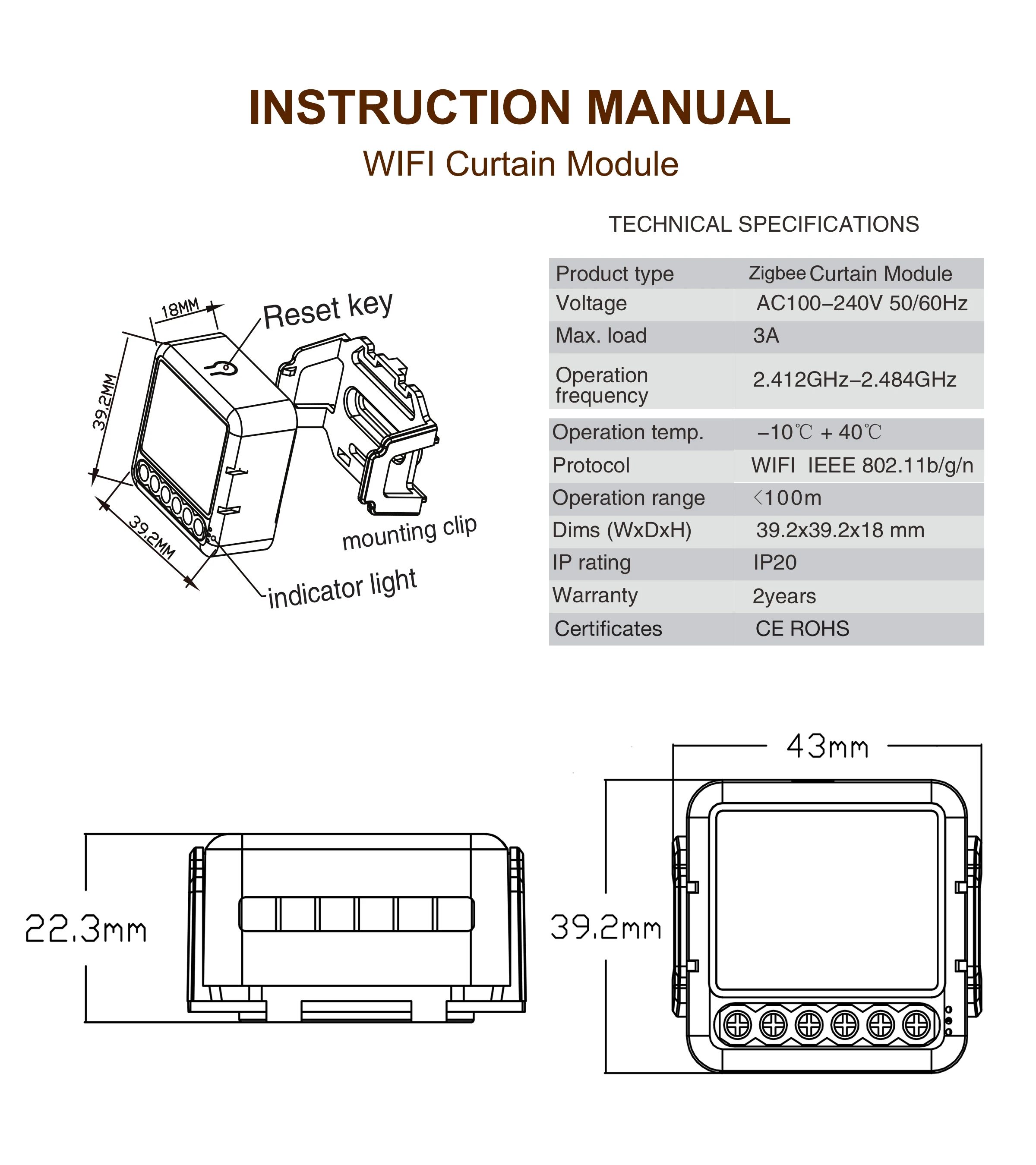 GIRIER Tuya ZigBee 3.0 Smart Curtain Switch Module for Roller Blinds Shutter Electric Motor 1/2 Gang Work with Alexa Google Home