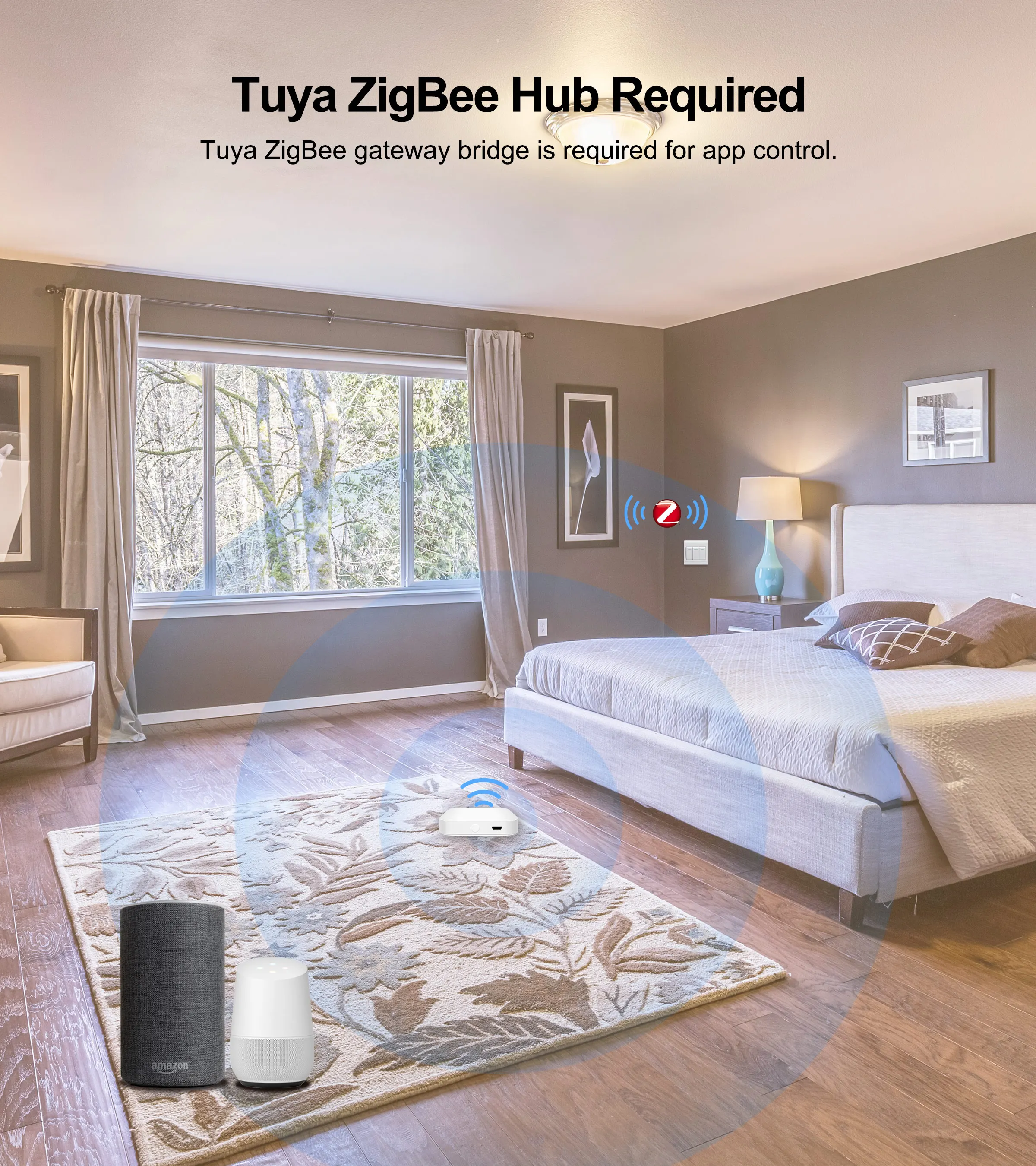 GIRIER Tuya ZigBee 3.0 Smart Curtain Switch Module for Roller Blinds Shutter Electric Motor 1/2 Gang Work with Alexa Google Home