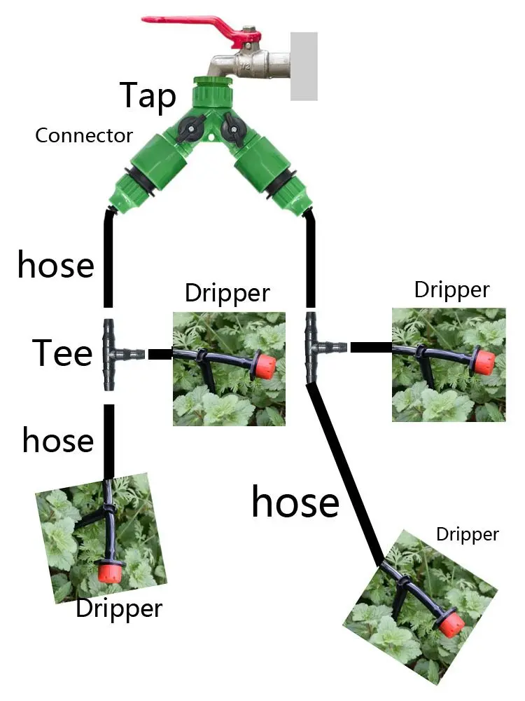 2L 4L 8L Dripper Irrigation 2/4-way Arrow Dropper Connector Cross Water Splitter Emitter Drip Arrow Micro Drip Irrigation System