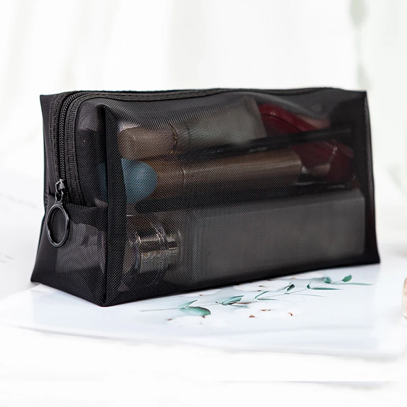Women Mesh Cosmetic Bag Travel Storage Makeup Bag Organizer Female Make Up Pouch Portable Small Large Toiletry Beauty Case